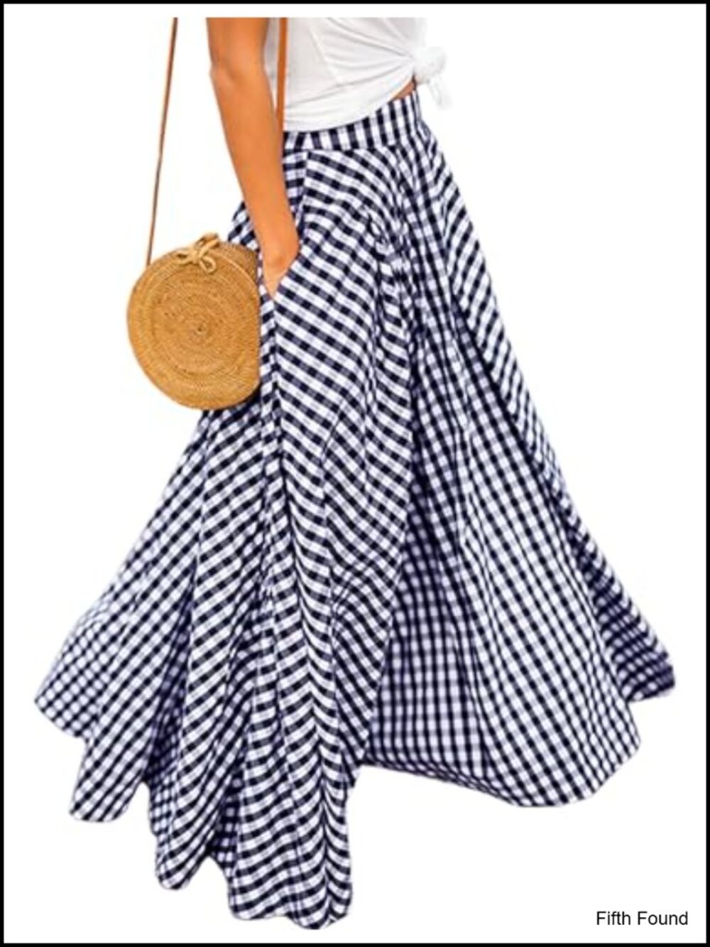 Womens Plaid Maxi Skirt High Waist A-Line Pleated Long Skirt